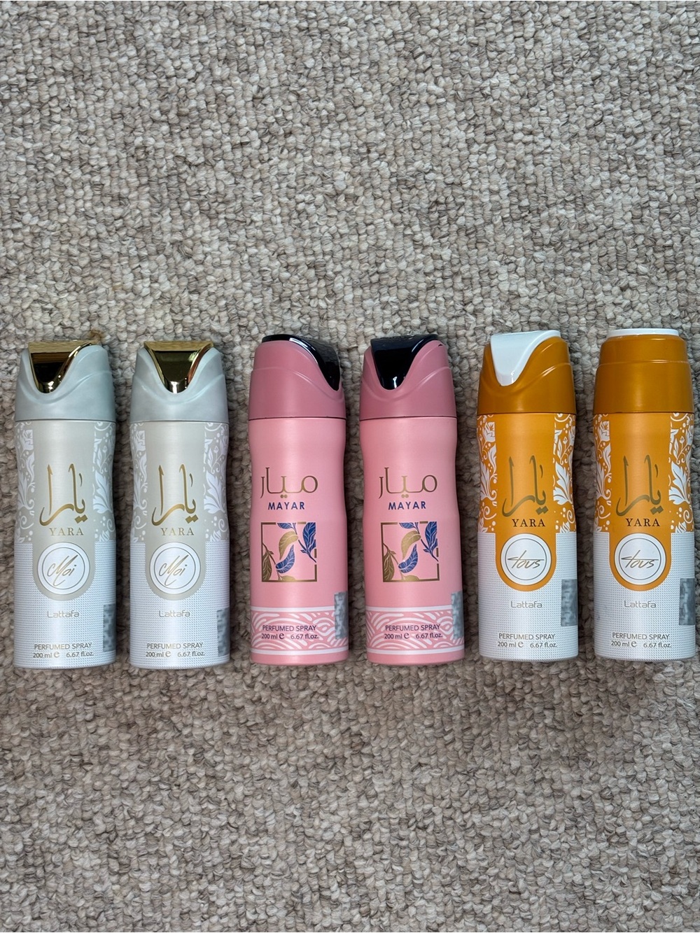 Lattafa Perfumed Body Spray LOT of 6 Yara Moi Mayar Yara Tous 200ml